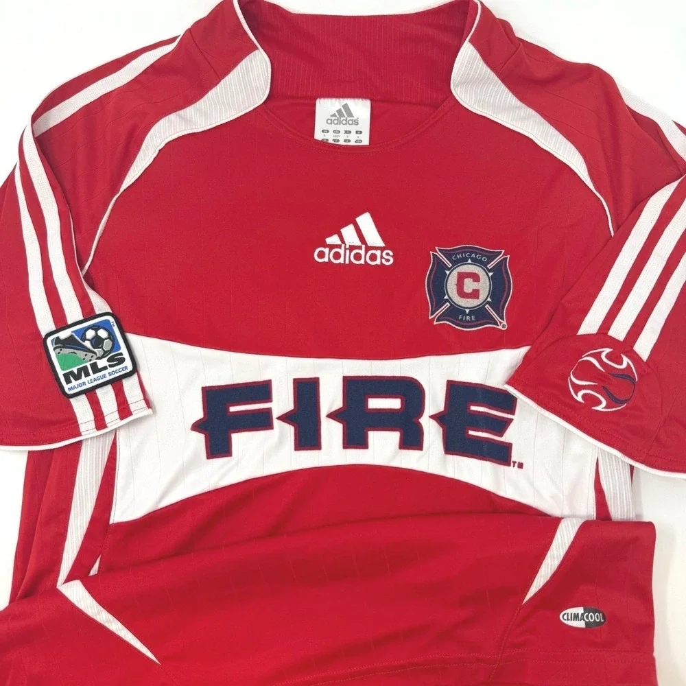 Adidas Chicago Fire MLS Soccer Jersey Mens Small Red Signed Autographed